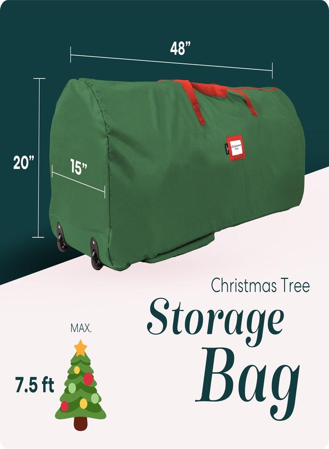 Handy Laundry Rolling Tree Storage Bag - For 7.5-Foot Artificial Christmas Holiday Tree, Zippered Bag, Carry Handles, Wheels for Easy Transport - Protects Against Dust, Insects, and Moisture (Green) - Image 2